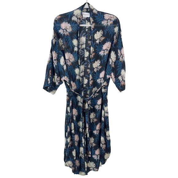 Ganni Blue Floral Kimono Size XS - Picture 1 of 10